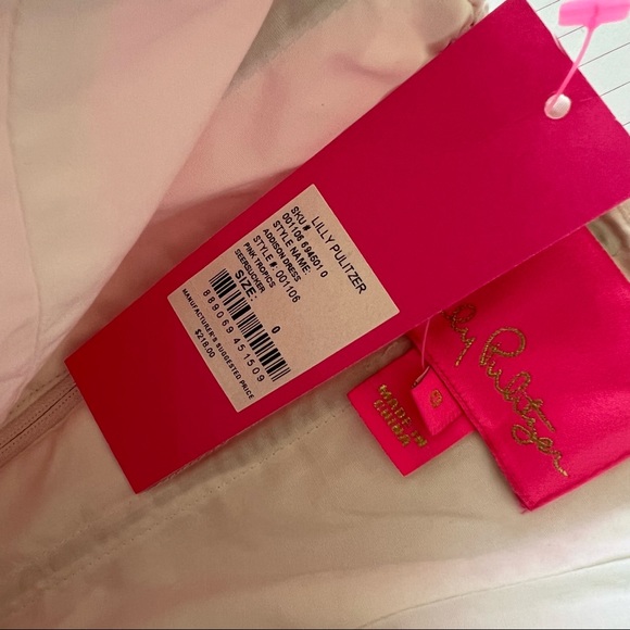 NWT Lilly Pulitzer Addison Dress Pink Tropics Seersucker Size 0 - Picture 2 of 3